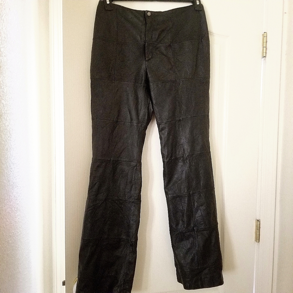 Leather Patchwork Pants - image 1
